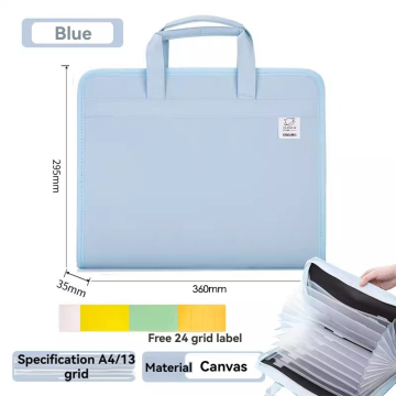 Deli 72561 Blue Fabric Portable Organce Bag - хранение больших возможностей для книг и бумаг