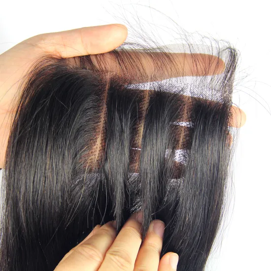 New 4x4 Swiss transparent lace closure human hair free part/middle part/ three part Brazilian hair extension