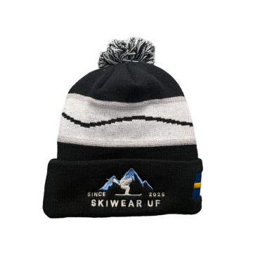 Beanie Pom Pom Berusuk Bordir Ski Luar Ruangan Cuaca Dingin