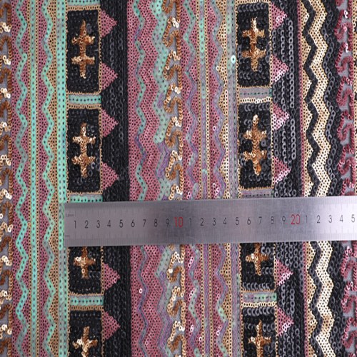 High Quality 100% Polyester Sequin Embroidery Fabric