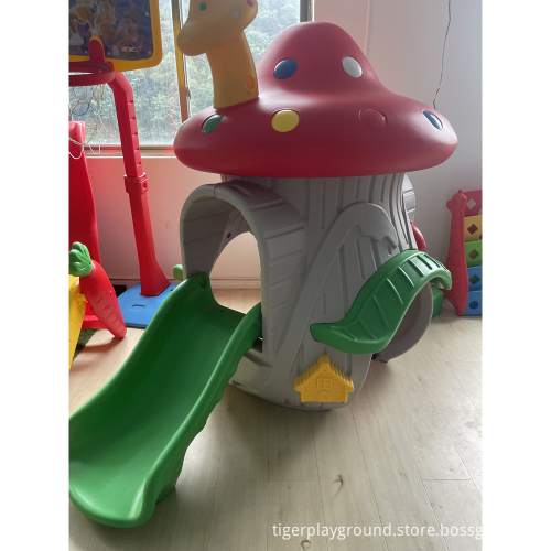 Indoor Plastic Mushroom House Slide for Kindergarten Play Equipment