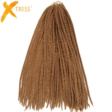 X-TRESS 24 Inch Medium Box Braiding Hair Bundle Ombre Crochet Braiding Hair Extension Dreadlocks 1 CM Synthetic Jumbo Box Braids