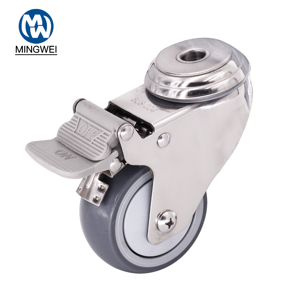 3 Inch Tpr Bolt Hole Caster With Brake