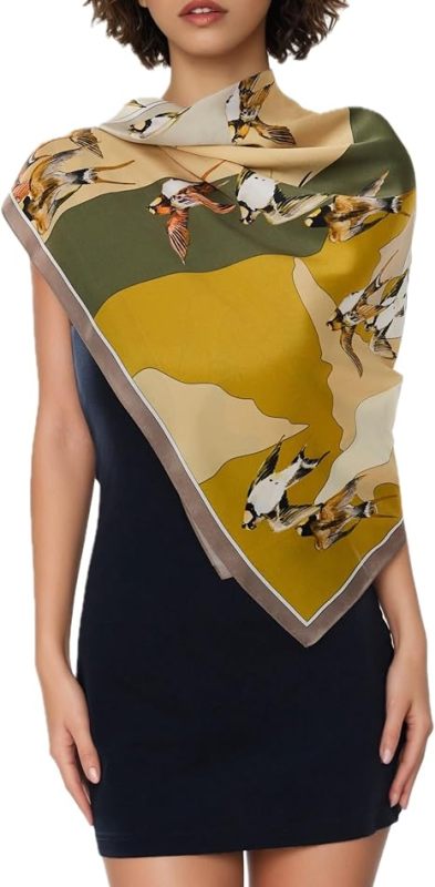 100% Mulberry Silk Large Square Lightweight Scarf &Shawls Hair Wraps Travel Evening Dress for Women with Gift Packed