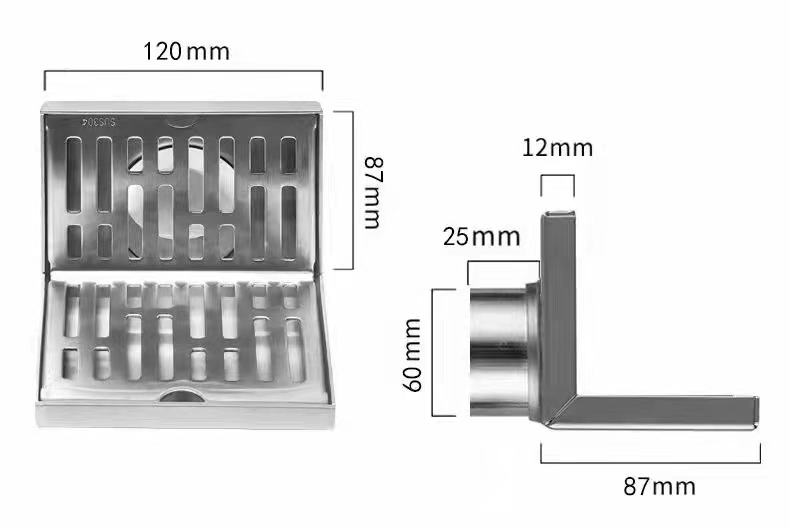 SUS304 Aço inoxidável L Forma lateral do canto da parede Dreno do piso
