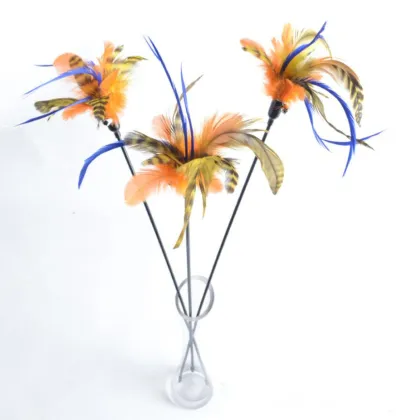 Interactive Pet Steel Wire Cat Wands Feather Toy Wholesale Supplies