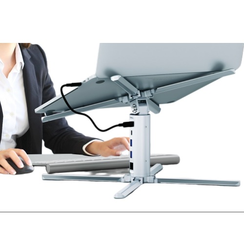 বায়ুচলাচল গর্ত সহ একটি ল্যাপটপ সমর্থন স্ট্যান্ড