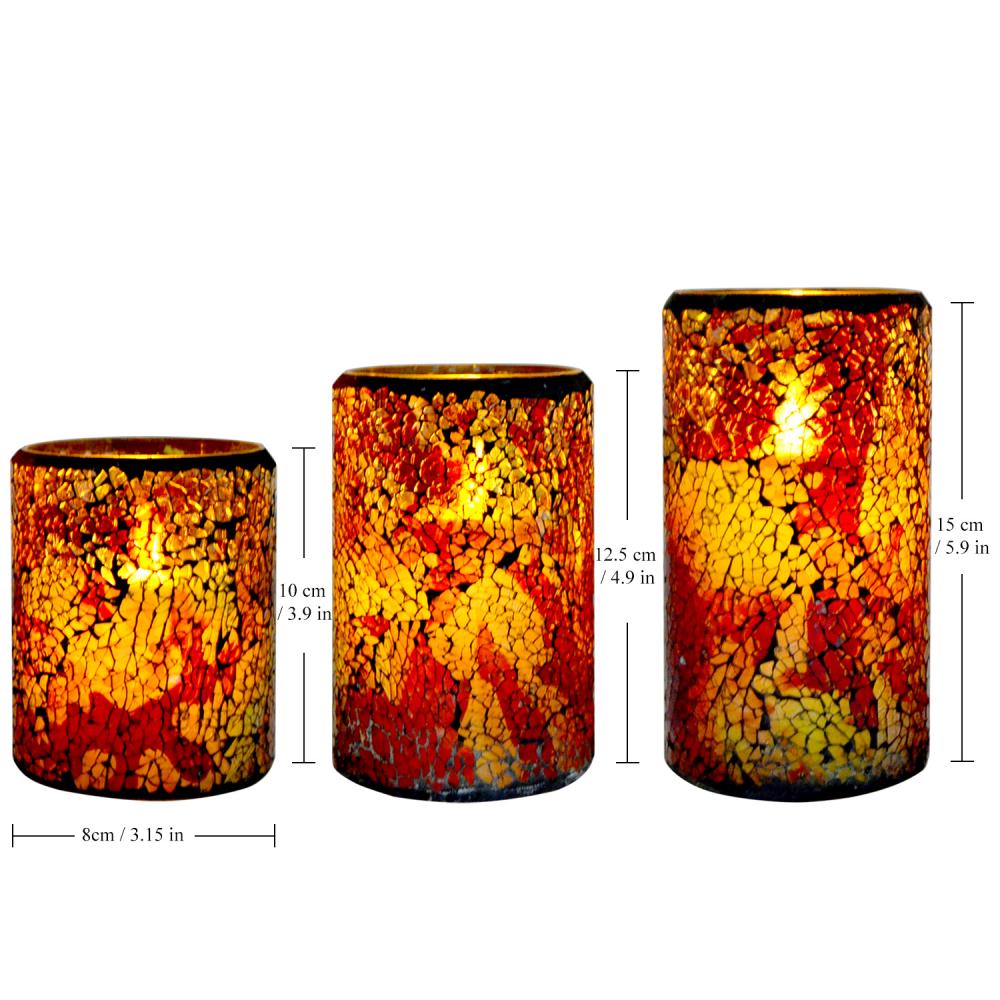 Colorful Mosaic Dancing Flame Pillar Candles