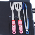 3pcs cute bbq tool set with nylon bag