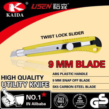 Plastic handle 9mm Snap Off Blade Screw-lock slider Cutting Knife