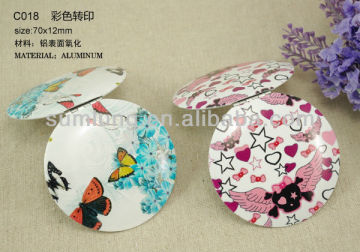 Small Foldable makeup mirror/ professional aluminum hot transfer printing makeup mirror