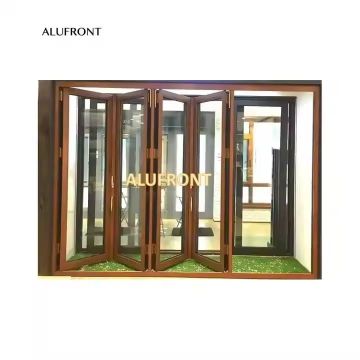 Soundproof Aluminum Clad Wood Doors with Double Glazed Bi-Folding Doors