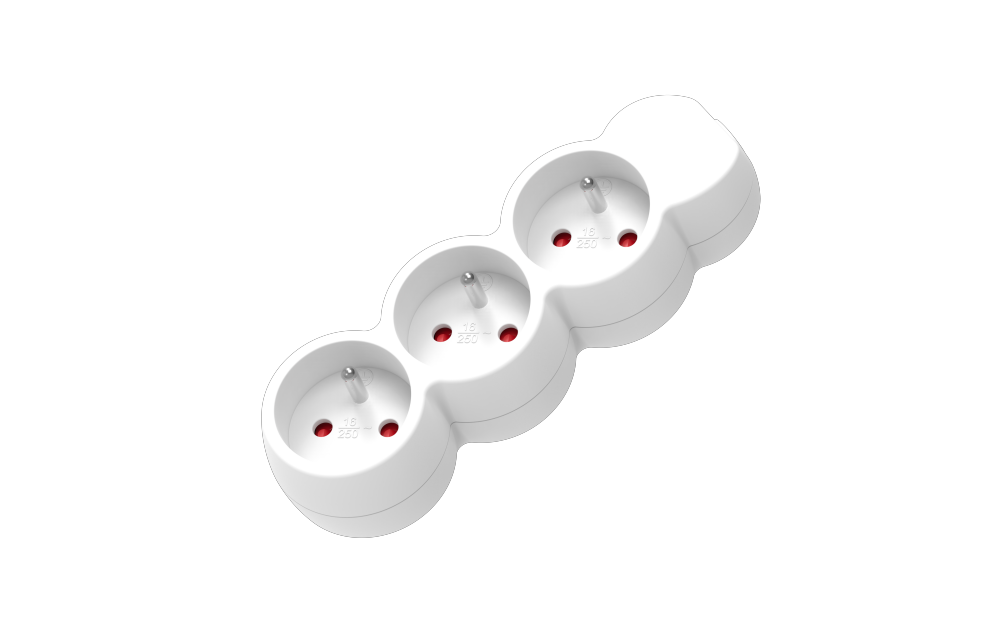France 3 Sockets Power Strip