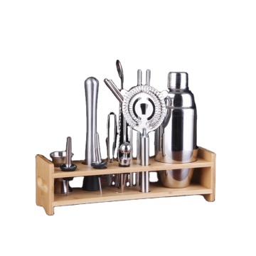 Factory Direct Stainless Steel Cocktail Making Set with Shaker and Stand