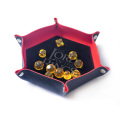 Bescon Hexagon Folding PU Leather and Velvet Dice Tray, Portable Dice Holder, Customized Engraving Available