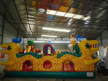 2015 Hot sale Kids outdoor inflatable dragon playground house fun city for sale
