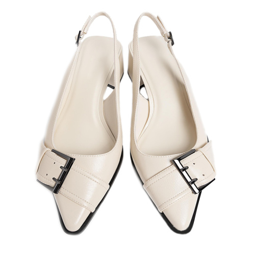 Women's pointed-toe open-back mid-heel sandals