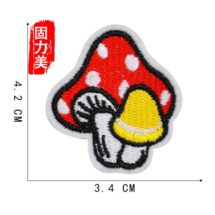 10pc cartoon red pink blue yellow white mushroom embroidered ironing on patch