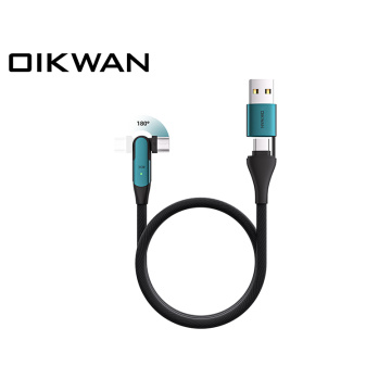 Cáp dữ liệu USB+USB-C đến Android (quay)