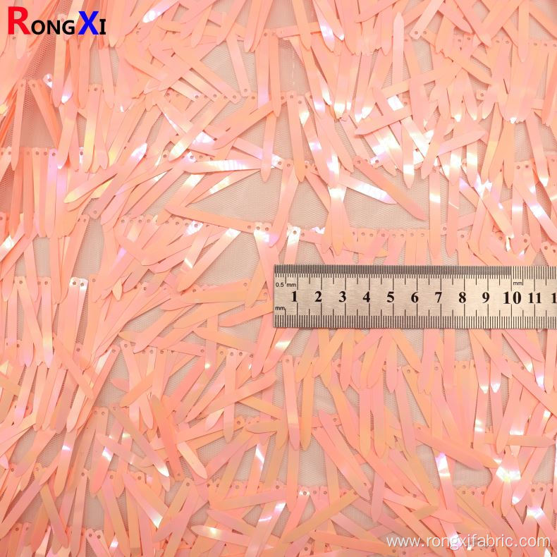 4.5mm*4cm Hot Selling Sequin Fabric With Fringe