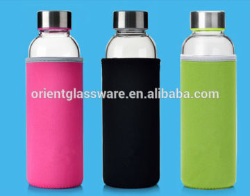 500ml clear borosilicate glass bottle with sleeve