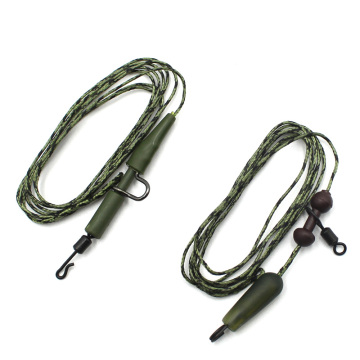 2PCS Carp Fishing Line Ready Tied Lead Core Leaders - Helicopter & Chod Rigs with Quick Change Swivel Clips