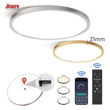 Modern Round LED Ceiling Lamp - 3CCT Surface Mounted Home Indoor Lighting for Bedroom