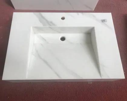 Premier Calacatta Sintered Stone Vanities with Integrated Sink