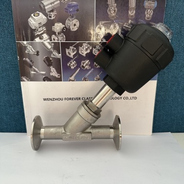 SS304 SS316 Sanitasi Pneumatik Tri-Clamp Angle Seat Valve