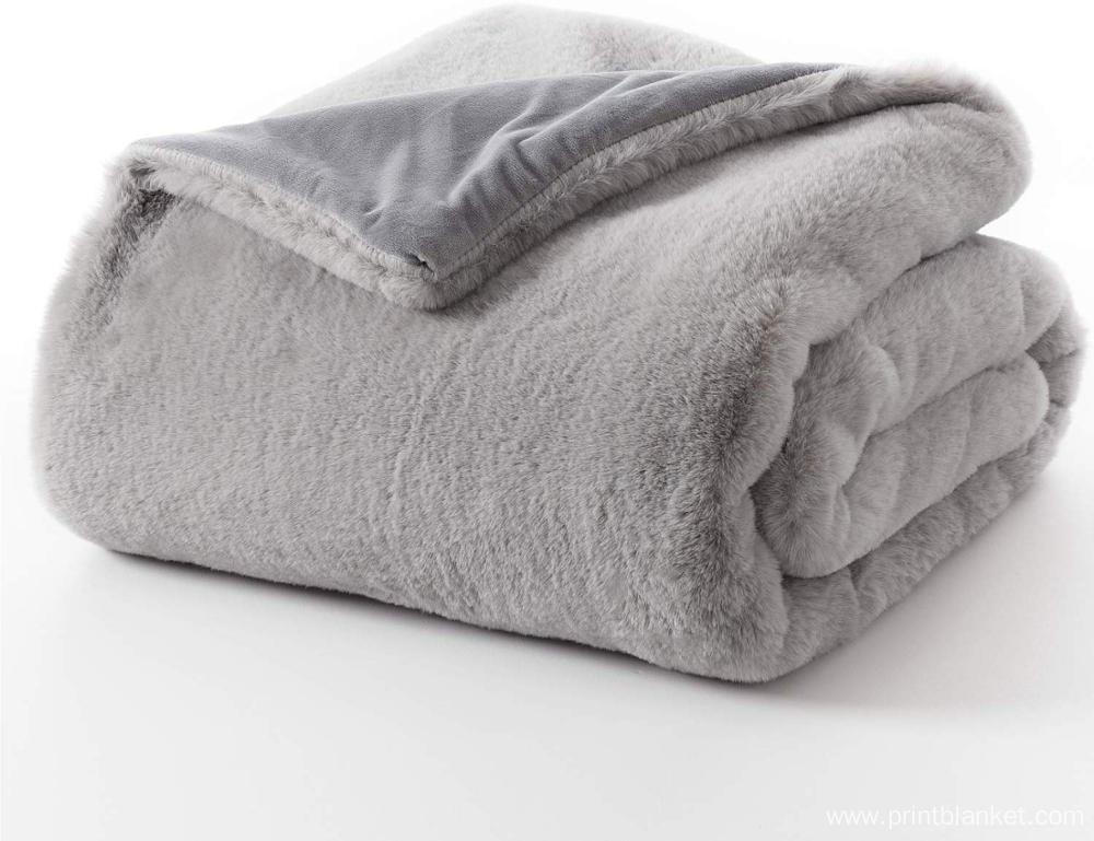 Reversible Super Soft Rabbit Faux Fur Blanket