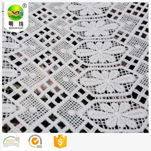 Embroidery Lace Dress Fabric Chemical 100% polyester guipure embroidery fabric Supplier