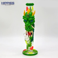 Glass Straight Bong with 420 Green dragon