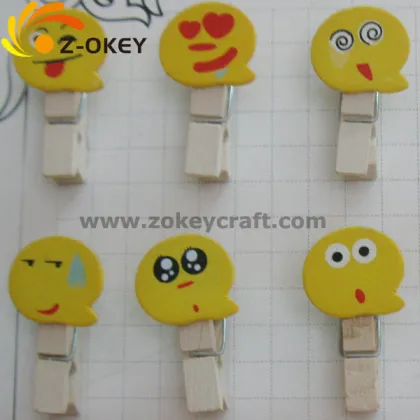 lovely QQ expressions silk screening wood clips