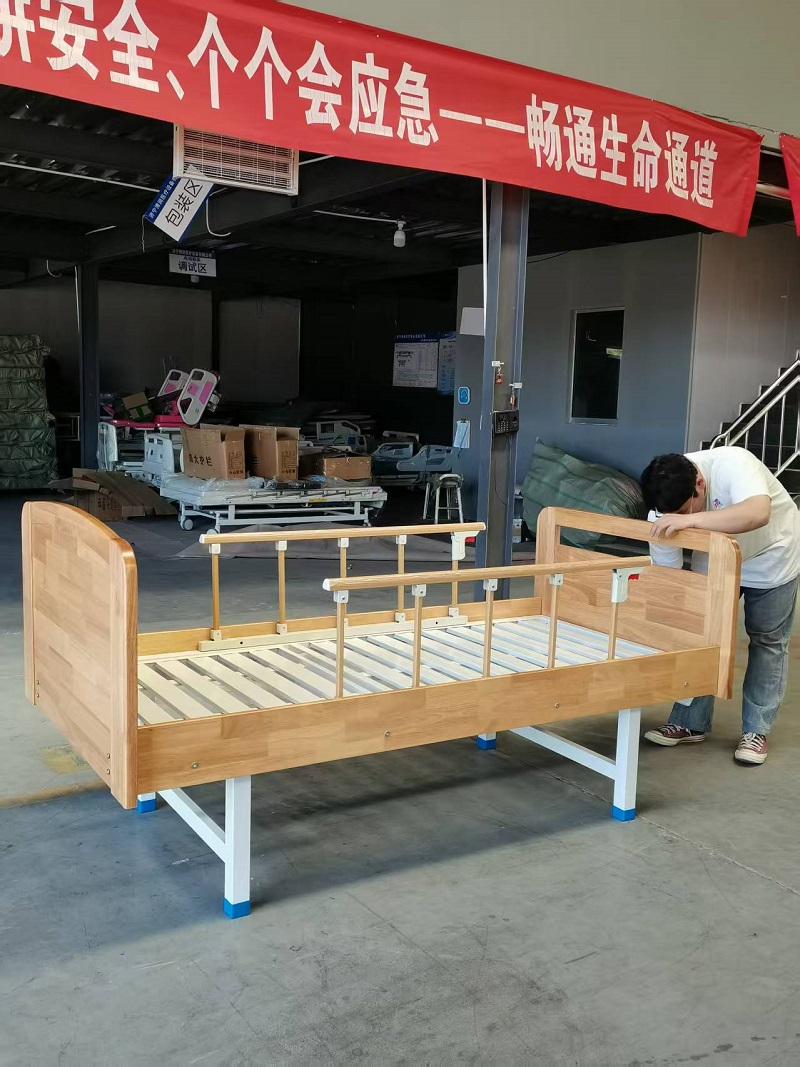 wooden hospital bed