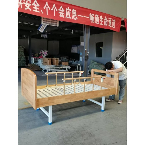 Durable Wooden Crank-Operated Nursing Bed