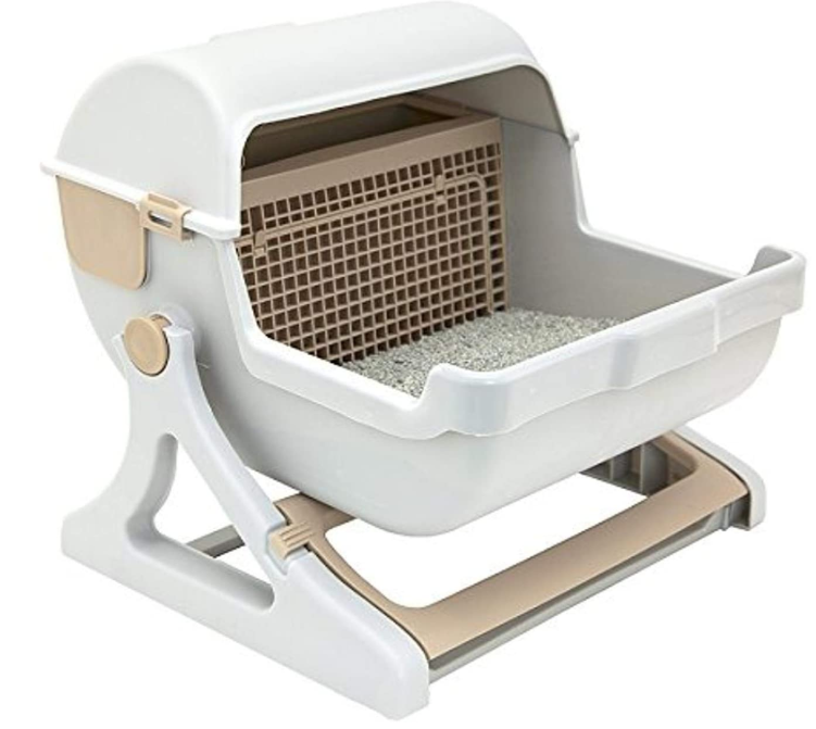 Pet semi-automatic quick cleaning cat litter box