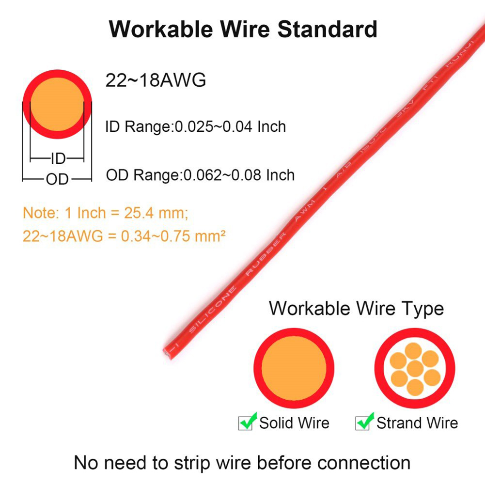 5Pcs T-type Wire Connector Cable Terminal Connector Quick Splice 25mmx10.55mm for Electrical Car Audio 24-18AWG Wire ABS+Copper