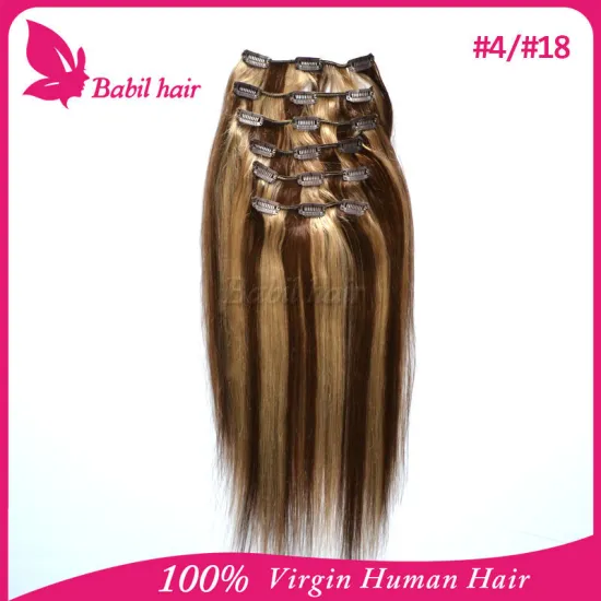 New products virgin 100g 120g 160g 210g 8 inch straight clip-in human hair extensions
