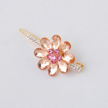 gold plated small hair pin with swarovski crstal and stone