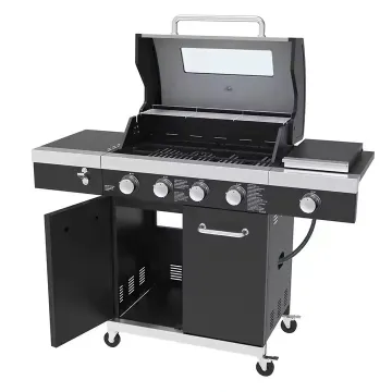 5 Burner Side Burner Gas BBQ Grill with Cabinets Wheels Stainless Steel Gas Barbeque Outdoor Grill Home Party BBQ Grill