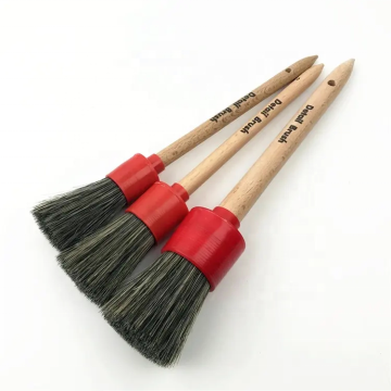 3 PCs Black Tire Pinselset mit Eberborsten und Holzgriff für Autodetails