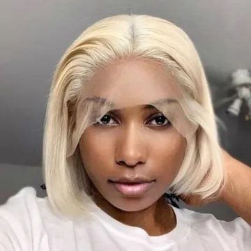 613 Blonde Straight Bob Wig Cheap Raw Brazilian Virgin Human Hair Lace Front Wig Wholesale Transparent Glueless Lace Frontal Wig