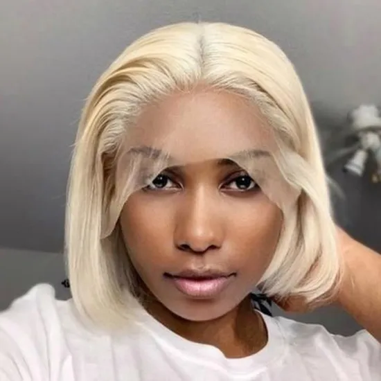 613 Blonde Straight Bob Wig Cheap Raw Brazilian Virgin Human Hair Lace Front Wig Wholesale Transparent Glueless Lace Frontal Wig