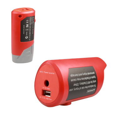 Milwaukee 12V Lithium-ion Battery Adapter with 2.1A USB Port & DC 12V Outlet