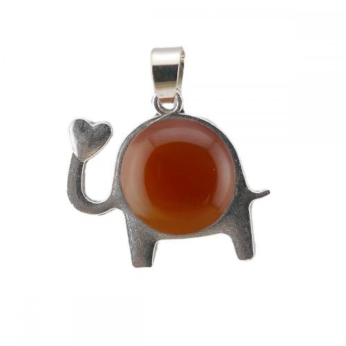 Gemstone Crystal Elephant Pendant Zinc Alloy Natural Stone Pendant Quartz Crystal Charm Pendants for DIY Jewelry Making