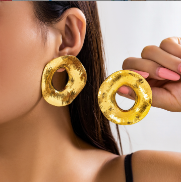 Brave Light High Quality Exaggerated Large Circle Stud Earrings - Trendy Geometric Gold Hoop Jewelry