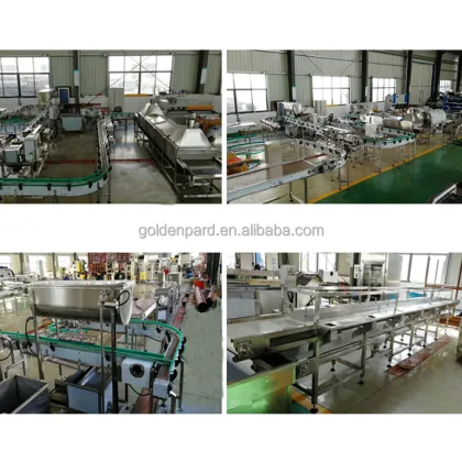 fish gutting machine in fish processing line