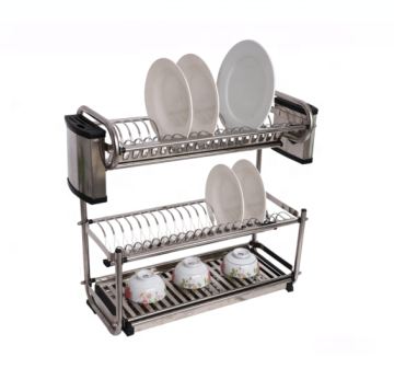 Rack de cocina de acero inoxidable de 3 niveles: secado, especias y platos