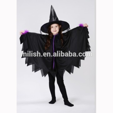 Party carnival cheap kids girl black crow witch dress costume MAC-67