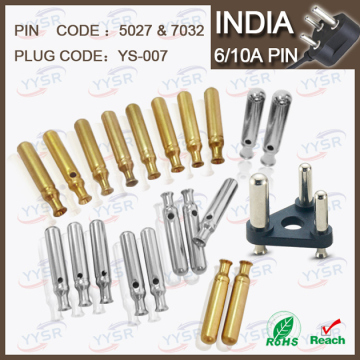5027 7032 5.0mm 7.0mm 5/6A South Africa India Plug with 5/6A 10A Crimping Holder Pin Hollow Solid